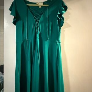 Forever 21 Teal Lace-Up Maxi Dress